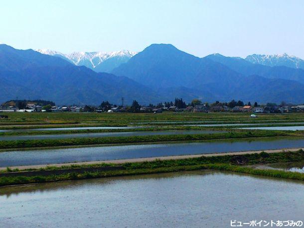 水田と有明山