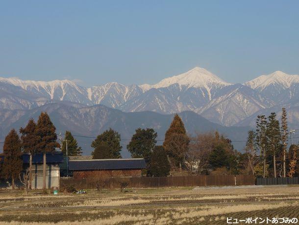 屋敷林と蝶常念