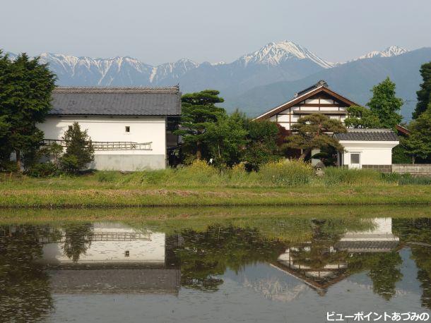 水鏡の土蔵と常念