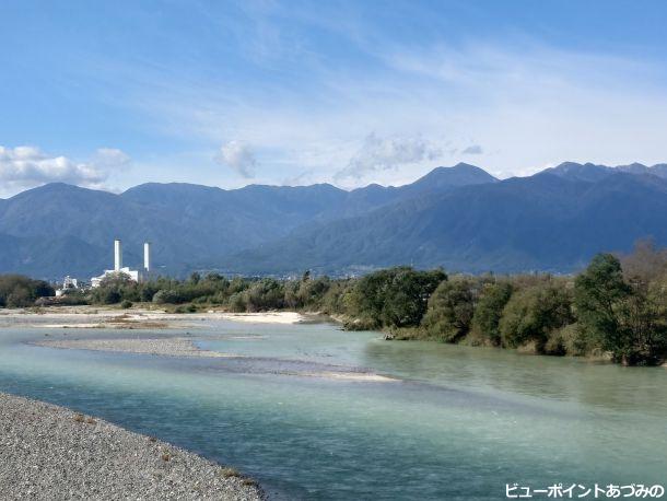 犀川橋から望む常念岳