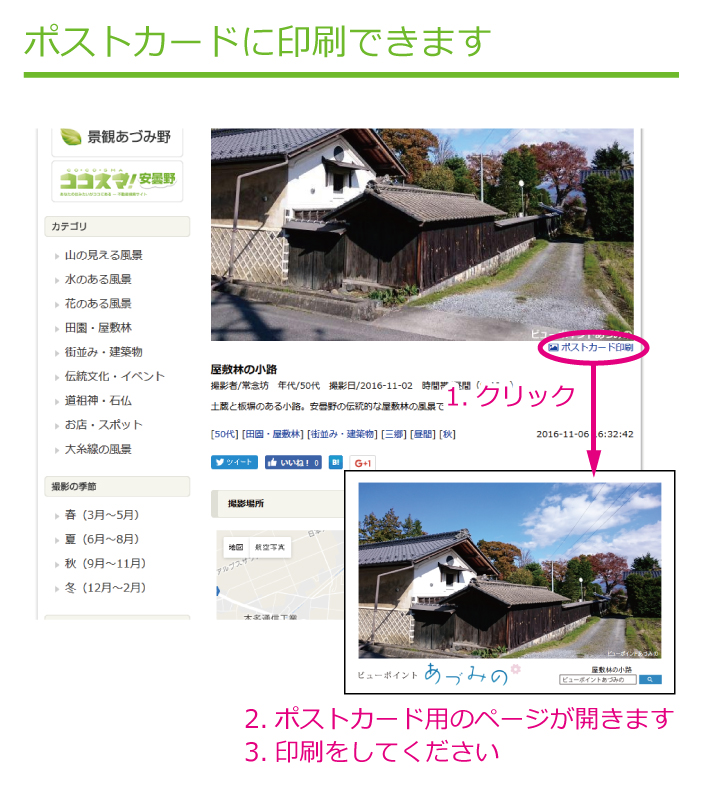 ポストカードに印刷できます