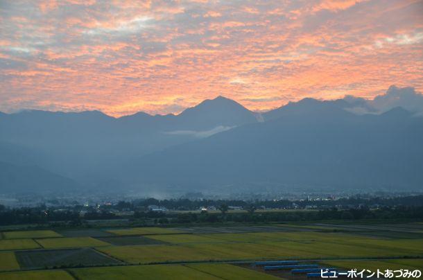 北アルプス夕景