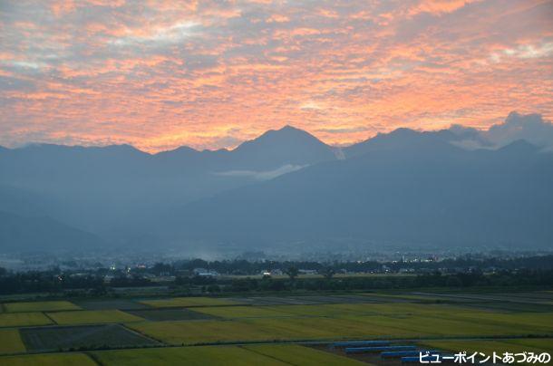 北アルプス夕景