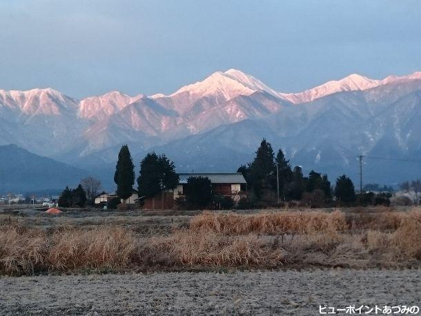 常念岳の朝焼け