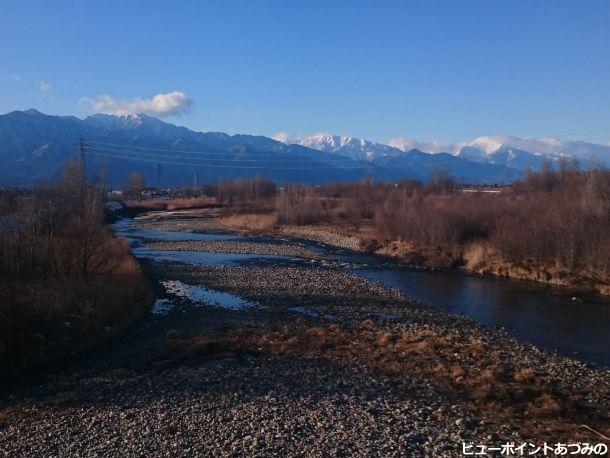 高瀬川と北アルプス - 安曇野の風景写真 ビューポイントあづみの