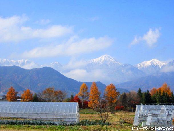 錦秋屏風と常念岳