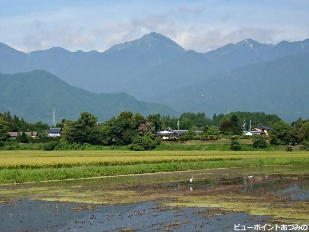 河岸段丘と常念岳