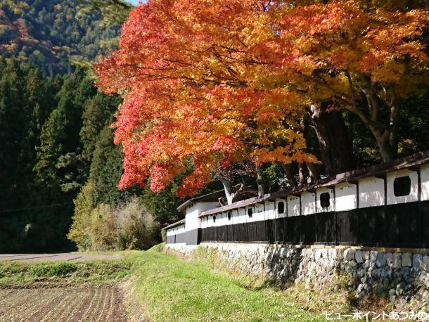 石垣と板塀に沿って