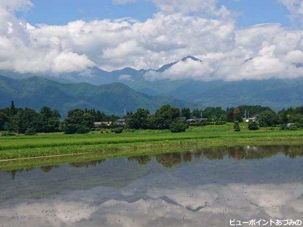 段丘と雲間の常念