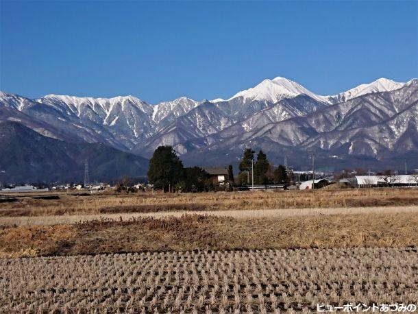 屋敷林と蝶常念