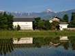 水鏡の土蔵と常念岳