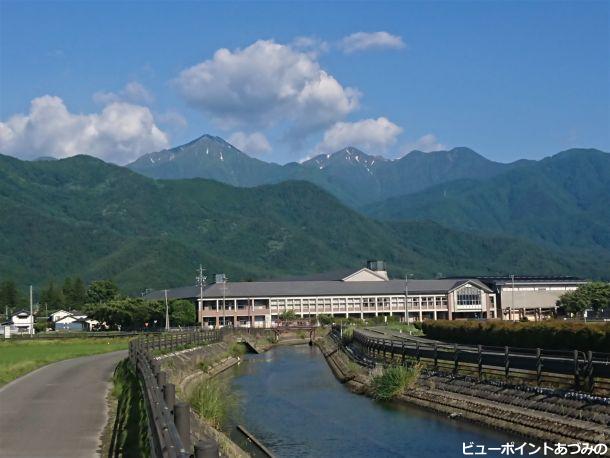 拾ヶ堰と学舎と常念岳