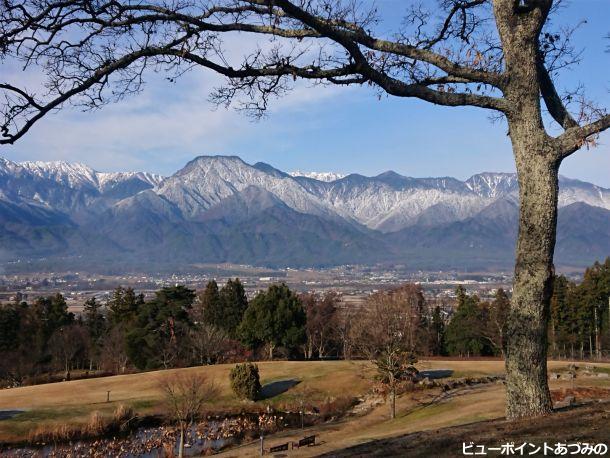 冬木立と有明山