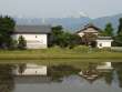 水鏡の土蔵と常念