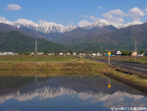 水鏡の蝶常念