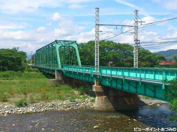 夏の穂高川トラス橋