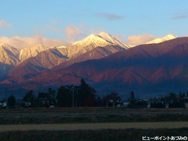 常念岳の朝焼け