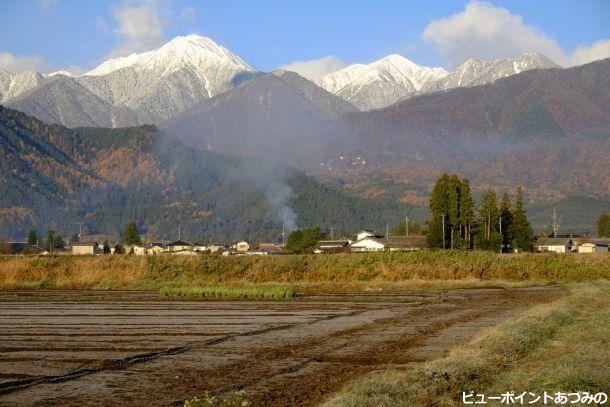 冬支度の常念岳山麓