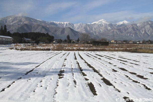 常念岳に見守られ